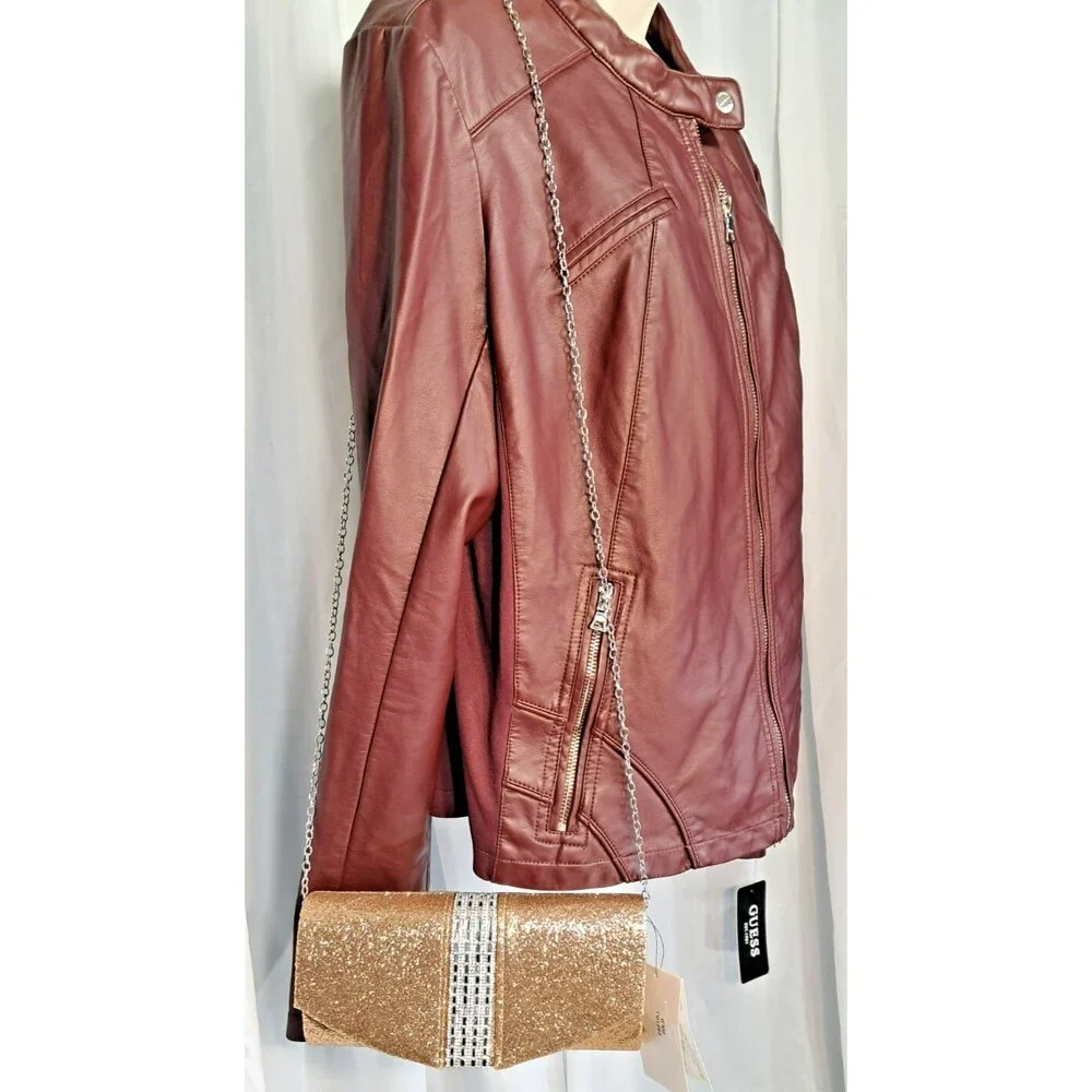 NWT Sasha New York Gold Glitter Silver Rhinestone Envelope Clutch Evening Purse - Picture 3 of 13